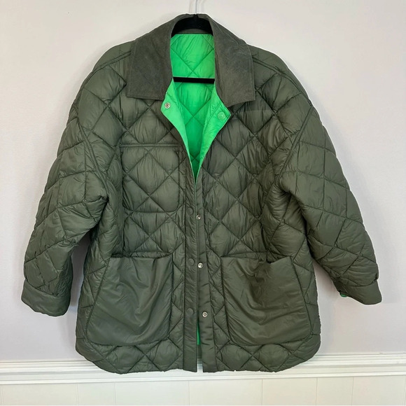 Calvin Klein Jeans Women’s Reversible Quilted Green Jacket Size L NWOT - Picture 2 of 12